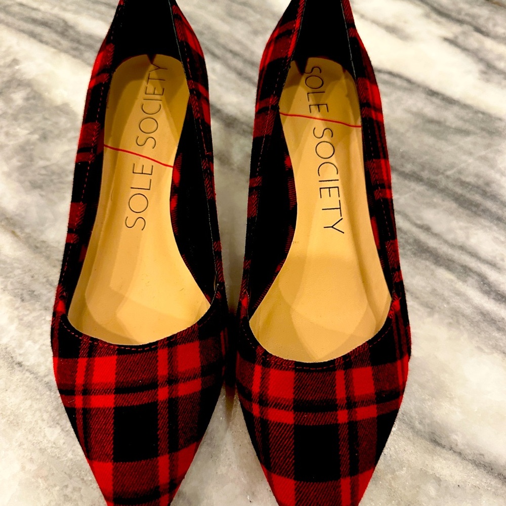 Sole Society Desi Buffalo plaid kitten heels | women’s size 6